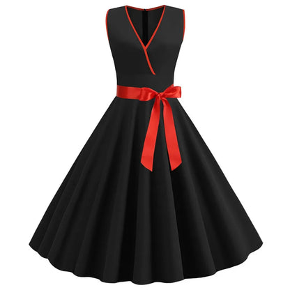 Rockabilly Polka Dot Bow Pinup Ball Grown Party Robe  Vestidos