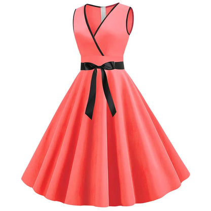Rockabilly Polka Dot Bow Pinup Ball Grown Party Robe  Vestidos