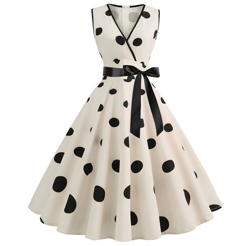 Rockabilly Polka Dot Bow Pinup Ball Grown Party Robe  Vestidos