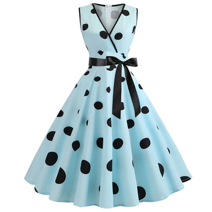 Rockabilly Polka Dot Bow Pinup Ball Grown Party Robe  Vestidos