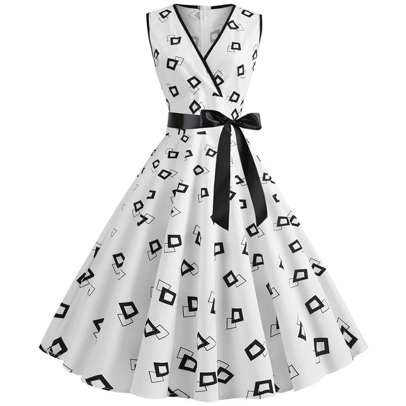 Rockabilly Polka Dot Bow Pinup Ball Grown Party Robe  Vestidos