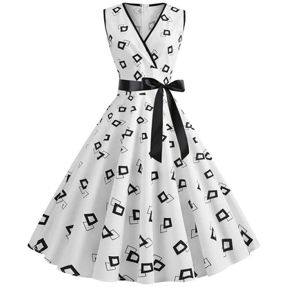 Rockabilly Polka Dot Bow Pinup Ball Grown Party Robe  Vestidos