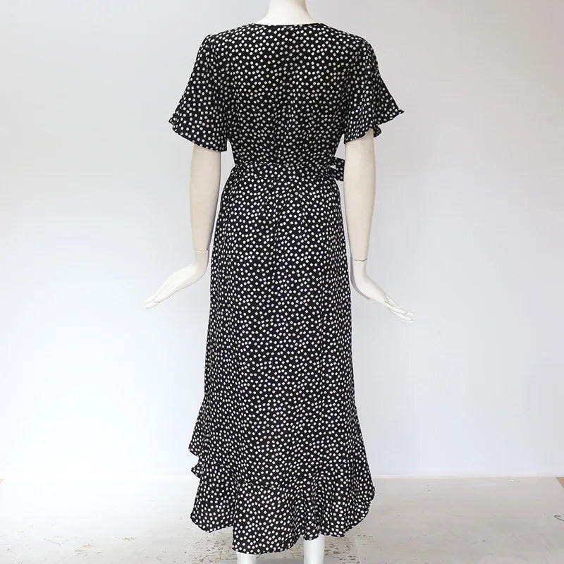 Floral Print Boho Long Chiffon Dress