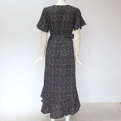 Floral Print Boho Long Chiffon Dress
