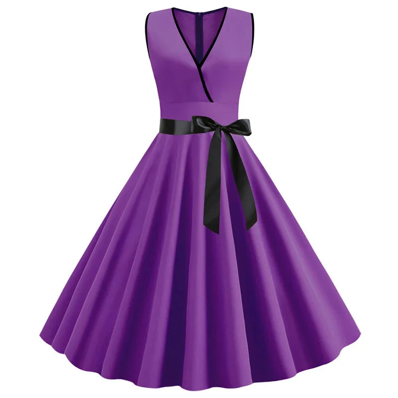 Rockabilly Polka Dot Bow Pinup Ball Grown Party Robe  Vestidos