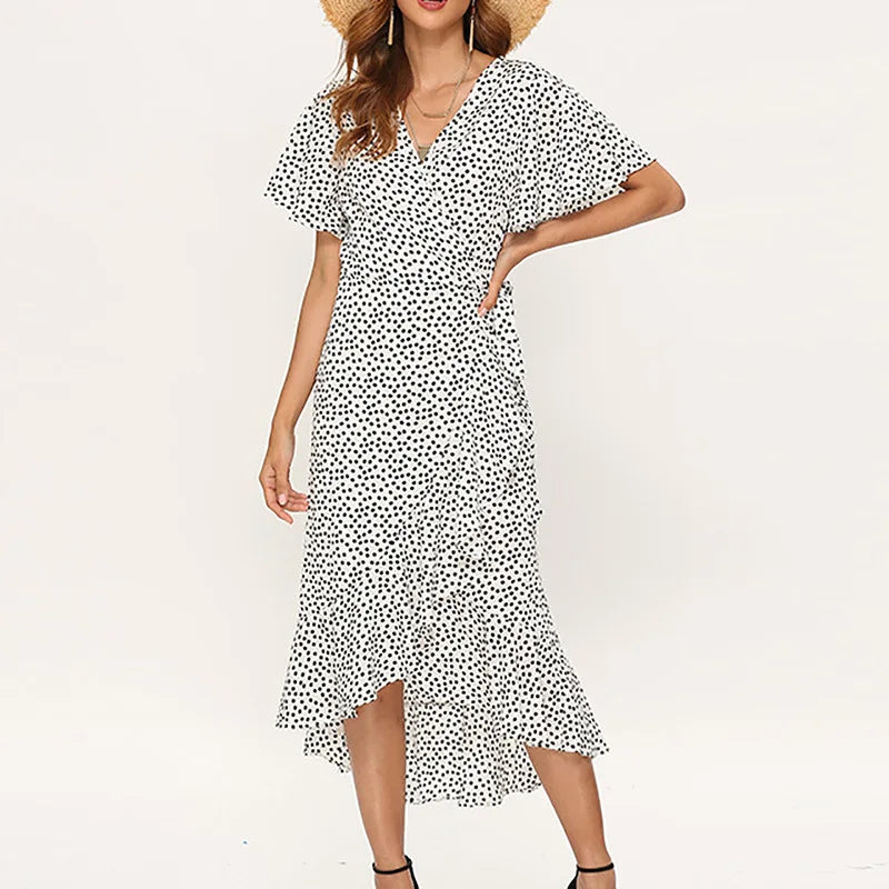 Floral Print Boho Long Chiffon Dress