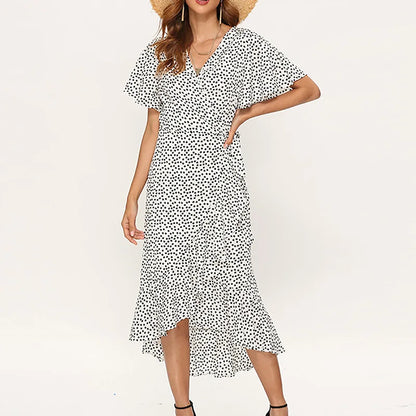 Floral Print Boho Long Chiffon Dress