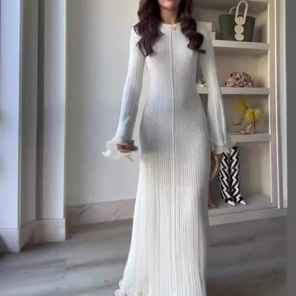 Ruffles Pleated Loose Long Dress