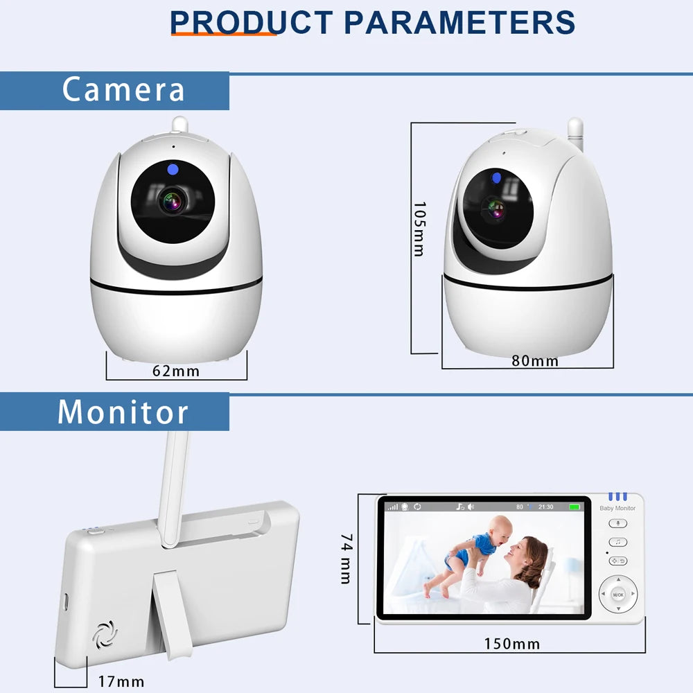 5.0 Inch Video Baby Monitor With Pan Tilt Camera