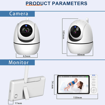 5.0 Inch Video Baby Monitor With Pan Tilt Camera