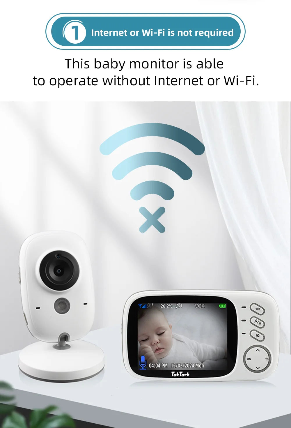 3.2 Inch Wireless Video Baby Monitor Auto Night Vision