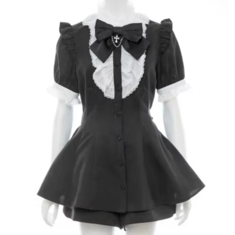 Gothic Y2k Lolita Plaid Rhinestone Bow Dress
