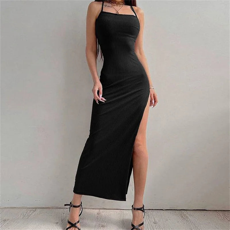 Sleeveless Backless Halter Neck Spaghetti Strap Dresses