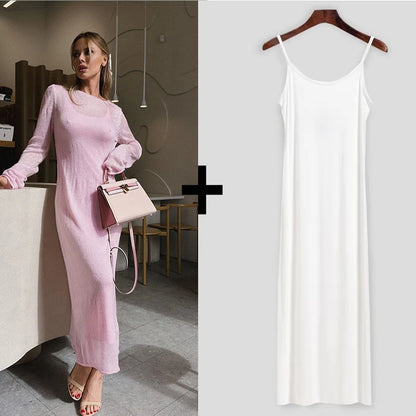 Chic Soft Lady Hollowing Sweater Dresses