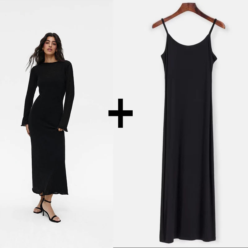 Chic Soft Lady Hollowing Sweater Dresses
