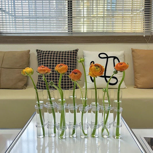 Transparent Glass Tube Vase Set