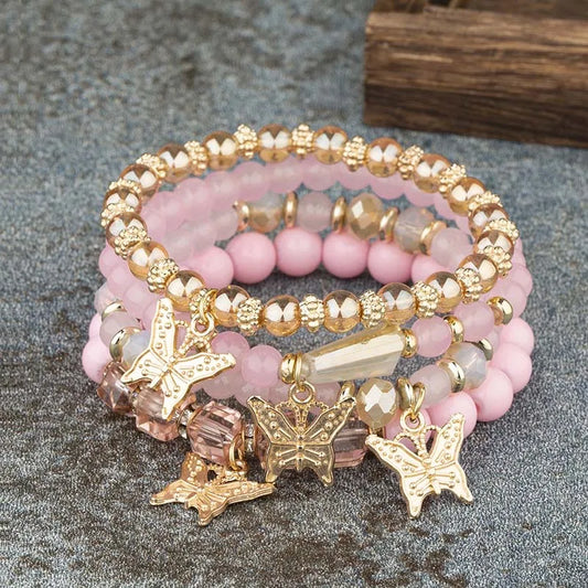 Butterfly Beaded Bracelet Set