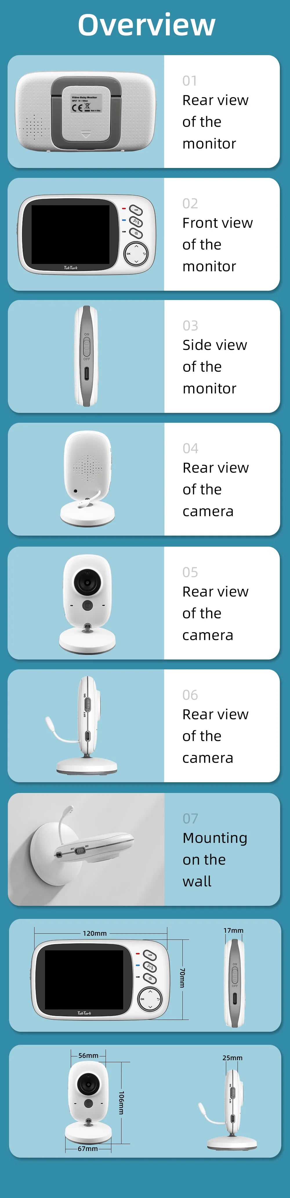 3.2 Inch Wireless Video Baby Monitor Auto Night Vision