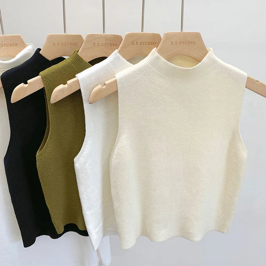 Cropped Top Camisole Sweater Half-turtleneck
