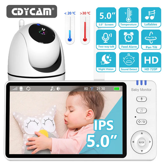 5.0 Inch Video Baby Monitor With Pan Tilt Camera