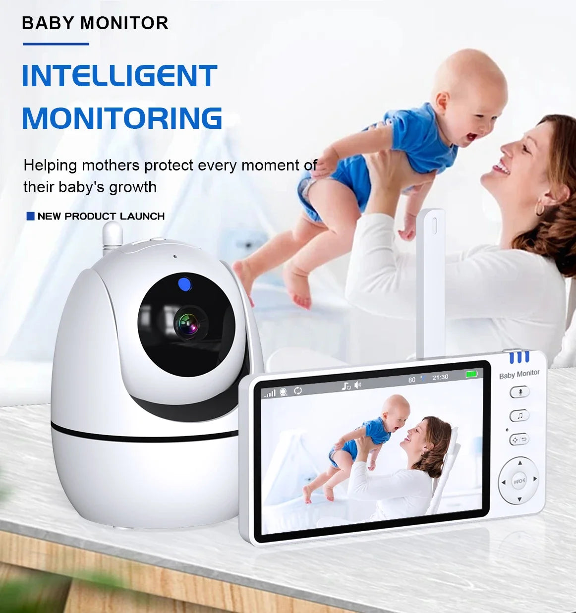 5.0 Inch Video Baby Monitor With Pan Tilt Camera
