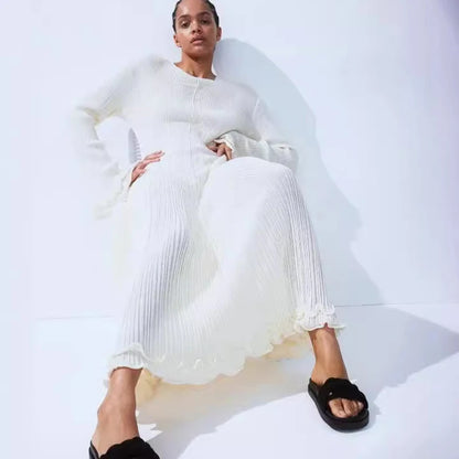 Ruffles Pleated Loose Long Dress