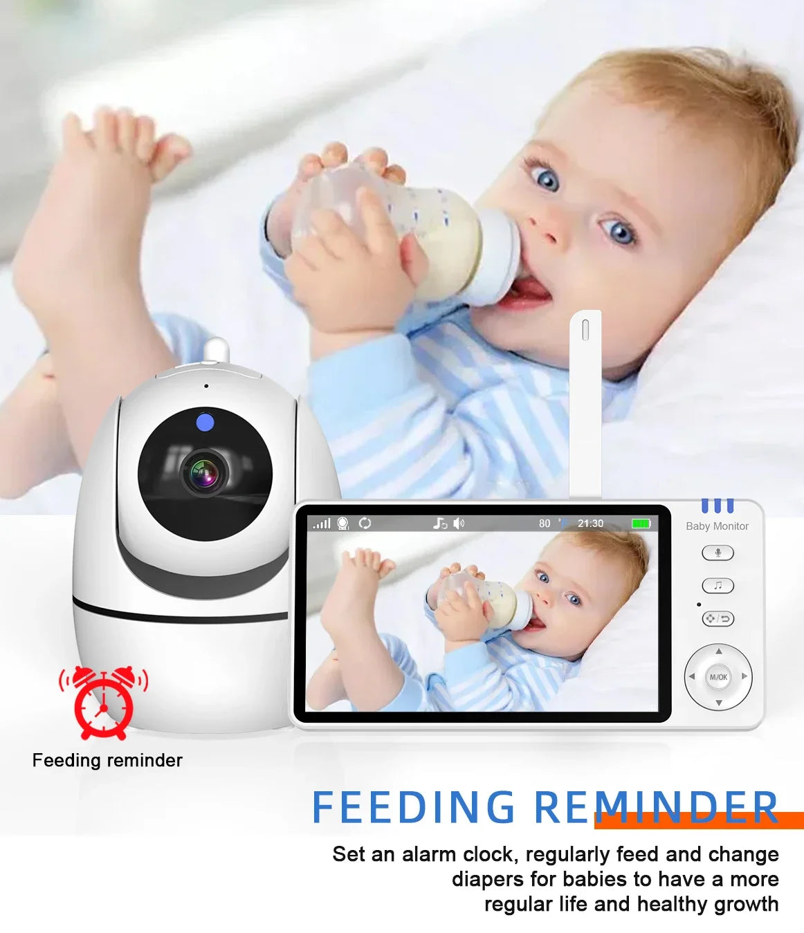 5.0 Inch Video Baby Monitor With Pan Tilt Camera