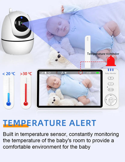 5.0 Inch Video Baby Monitor With Pan Tilt Camera