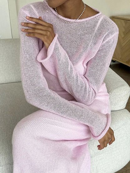 Chic Soft Lady Hollowing Sweater Dresses