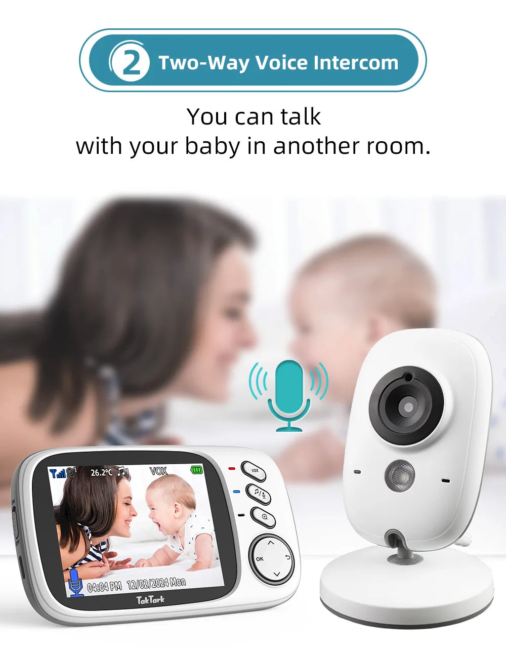 3.2 Inch Wireless Video Baby Monitor Auto Night Vision