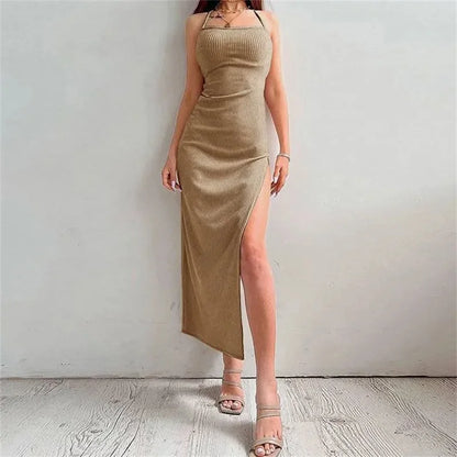Sleeveless Backless Halter Neck Spaghetti Strap Dresses