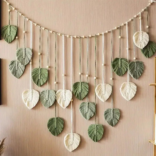 Boho Home Macrame Tapestry Leaf Feather Wall Hanging