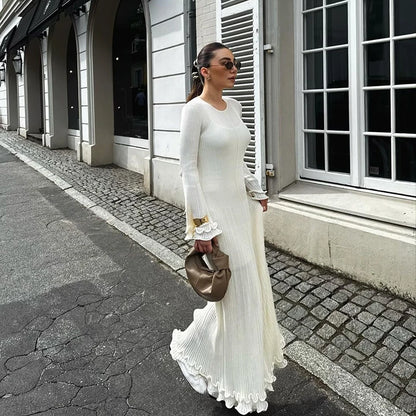 Ruffles Pleated Loose Long Dress