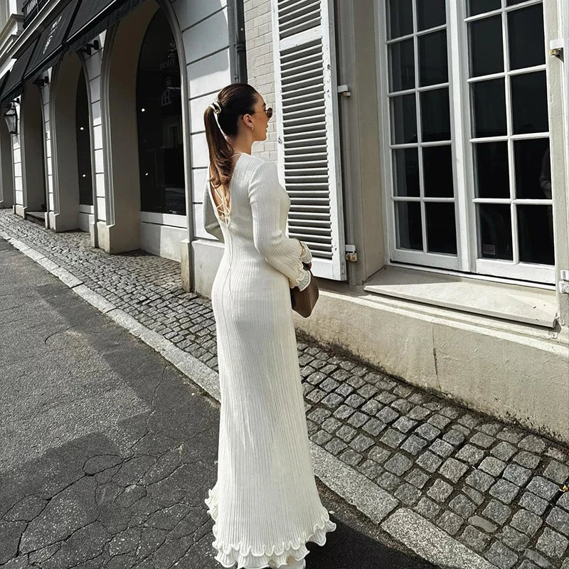 Ruffles Pleated Loose Long Dress
