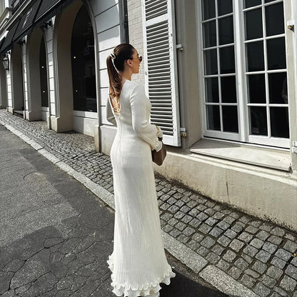 Ruffles Pleated Loose Long Dress