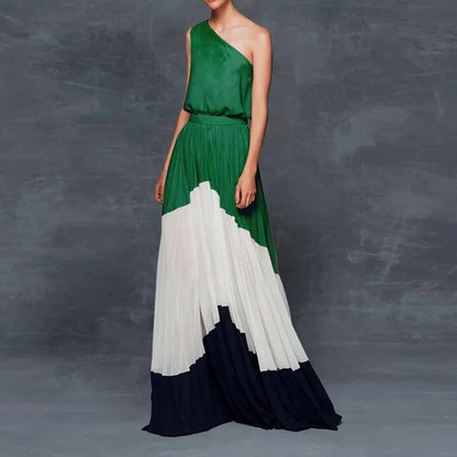 One Shoulder Print Off Loose Long Dress