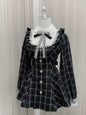 Sweet Bow Black Plaid Kawaii Lolita Dress
