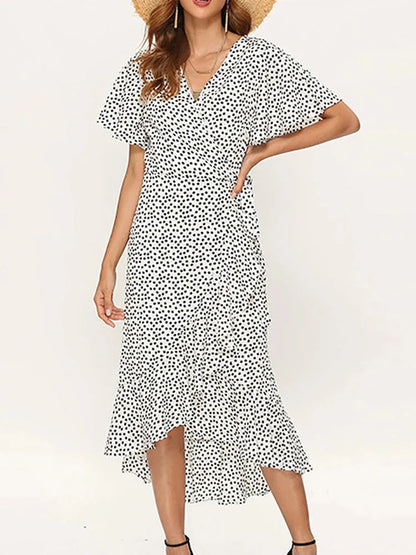 Floral Print Boho Long Chiffon Dress