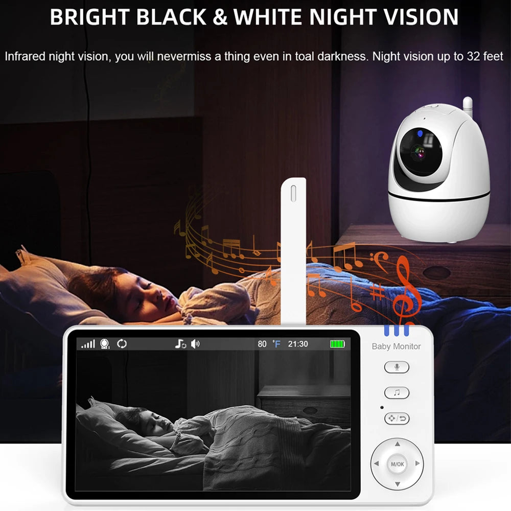 5.0 Inch Video Baby Monitor With Pan Tilt Camera
