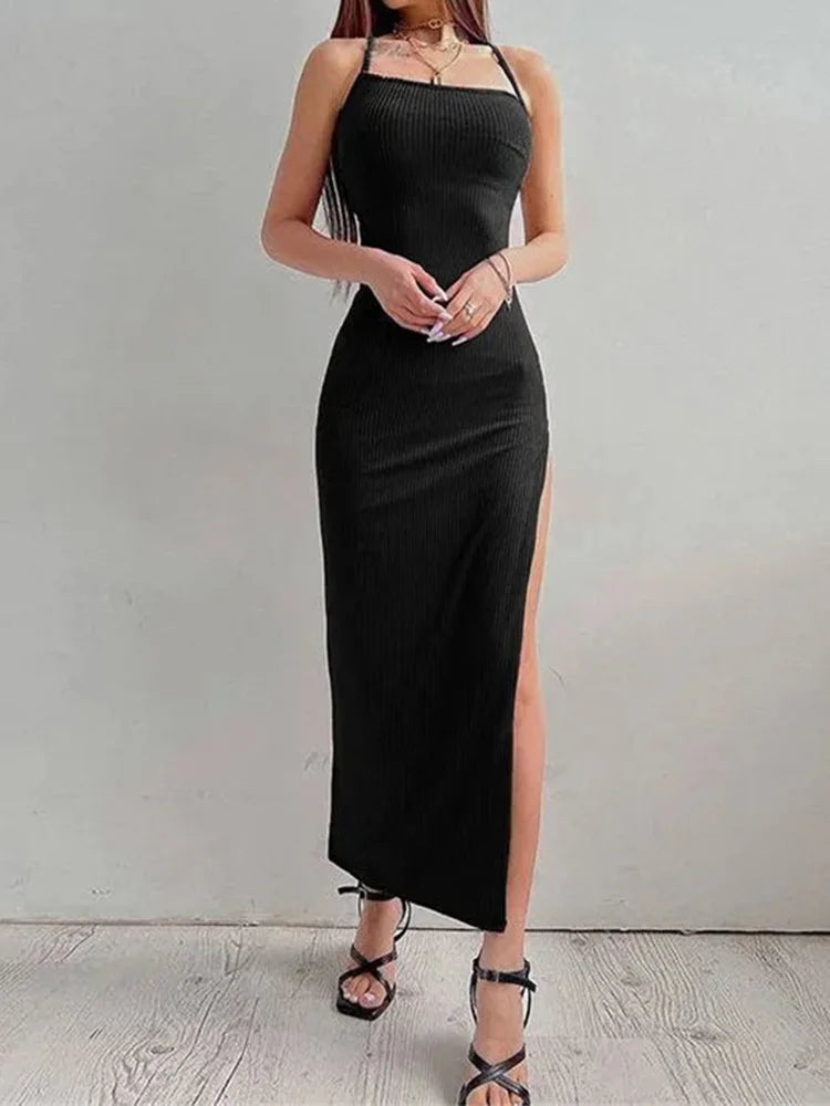 Sleeveless Backless Halter Neck Spaghetti Strap Dresses