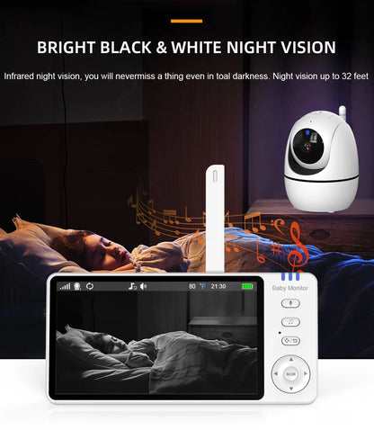 5.0 Inch Video Baby Monitor With Pan Tilt Camera
