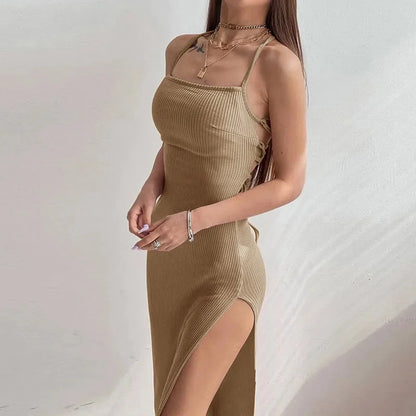 Sleeveless Backless Halter Neck Spaghetti Strap Dresses