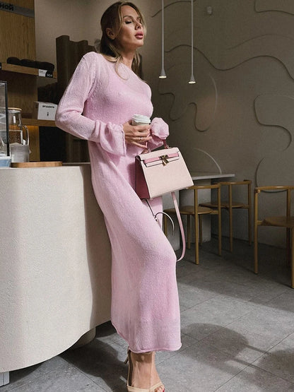 Chic Soft Lady Hollowing Sweater Dresses