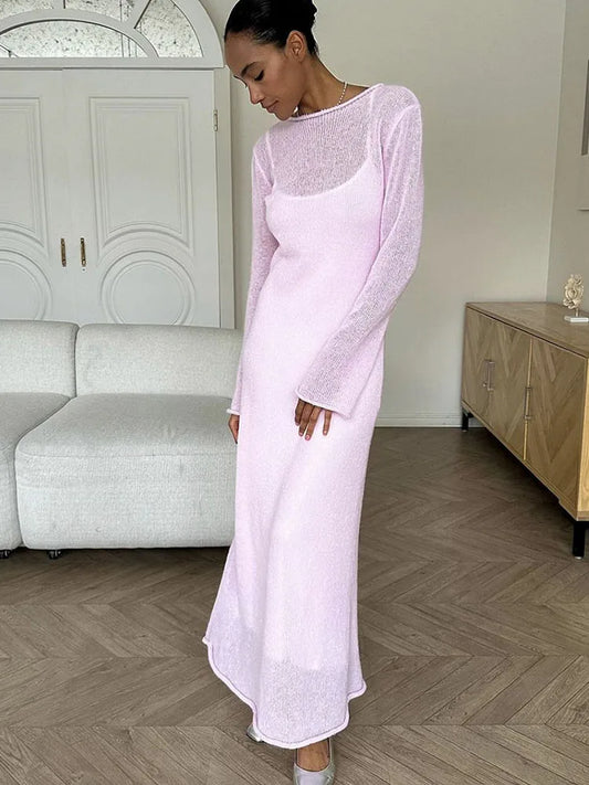 Chic Soft Lady Hollowing Sweater Dresses