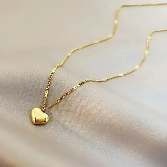 Cross-border Couple Cavicle Chain Geometric Heart-shaped