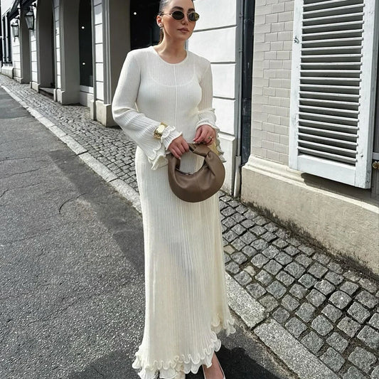 Ruffles Pleated Loose Long Dress