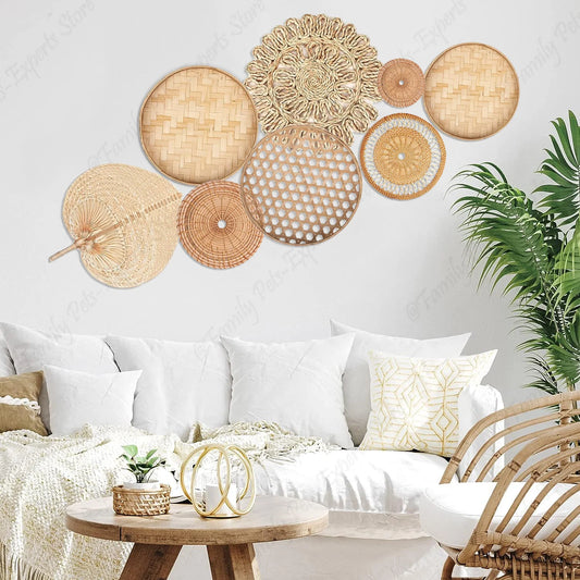 Boho Rattan Round Wall Farmhouse Wall Hanging