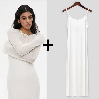 Chic Soft Lady Hollowing Sweater Dresses