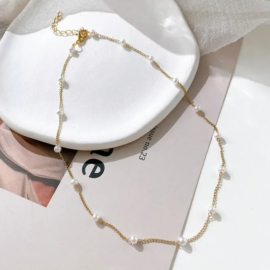 Kpop Pearl Choker Necklace Goth