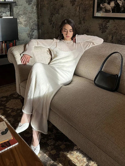 Chic Soft Lady Hollowing Sweater Dresses